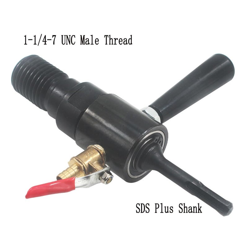 JUNLIXN 1 1/4"-7 Male Thread to SDS Plus Drill Adapter - Water Injection Capable + Solid Brass Hose Quick Connector and Hose for Concrete Core Drilling - Image 2